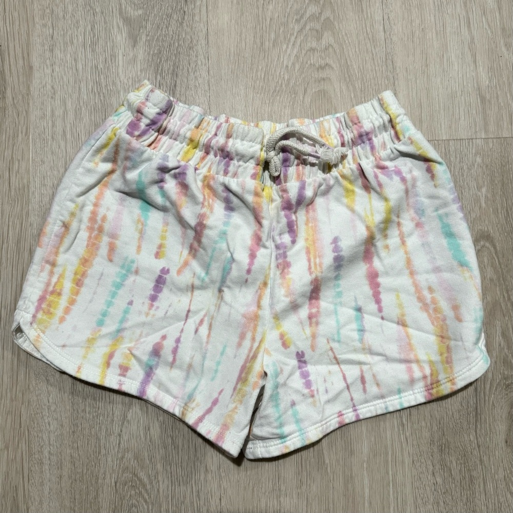 Kids Cat & Jack Girls Rainbow Tie Dye Sweat Shorts White XL 14/16
